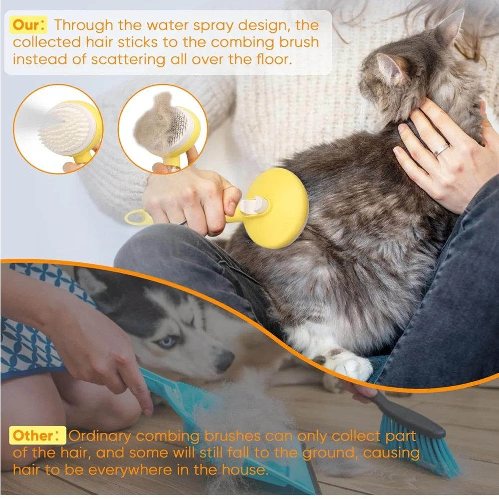 Dog Steam Grooming Brush and Metal Comb Combo
